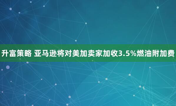 升富策略 亚马逊将对美加卖家加收3.5%燃油附加费