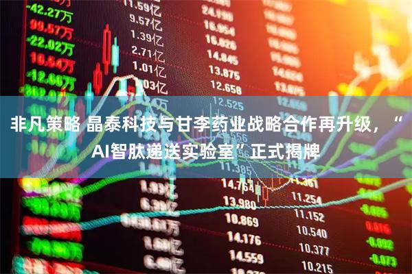 非凡策略 晶泰科技与甘李药业战略合作再升级，“AI智肽递送实验室”正式揭牌