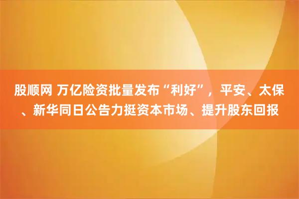 股顺网 万亿险资批量发布“利好”，平安、太保、新华同日公告力挺资本市场、提升股东回报